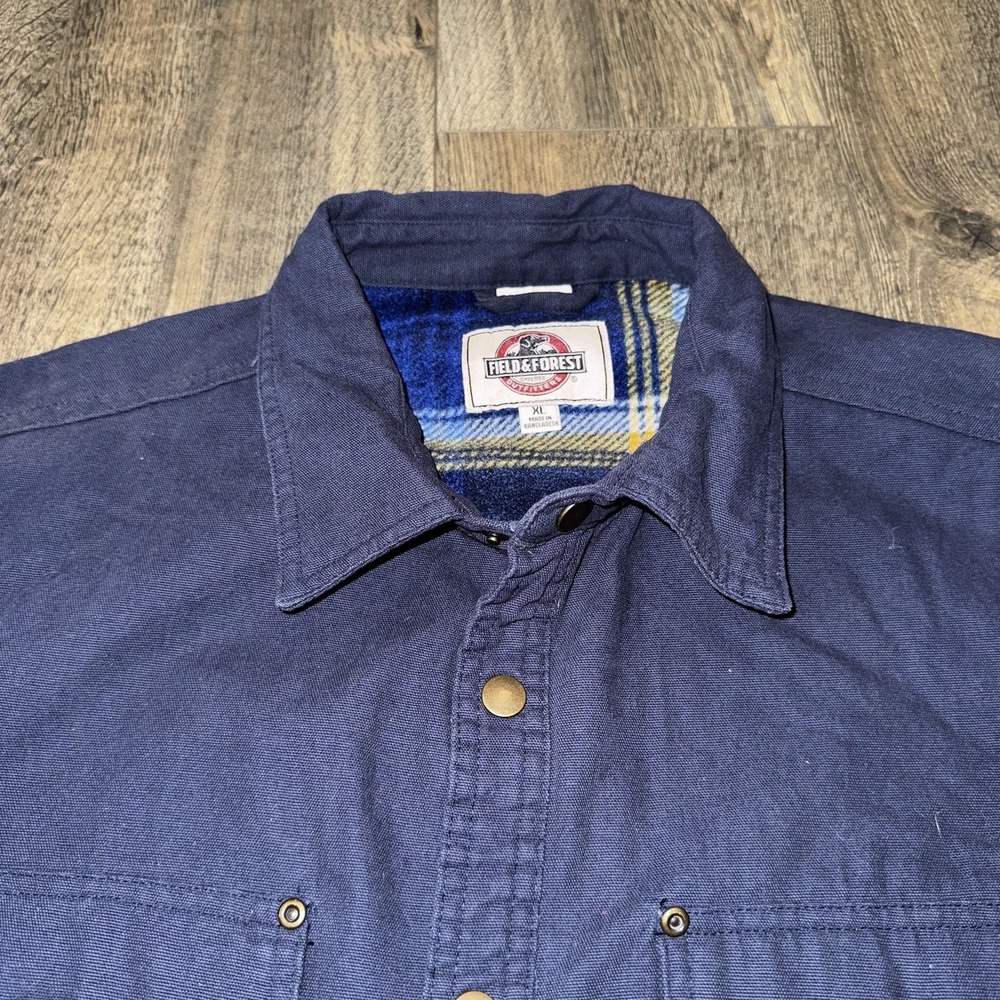 Backwoods Field & Forest Men's XL Barn Chore Coat Jacket Fleece Plaid Lined Blue - Picture 10 of 14